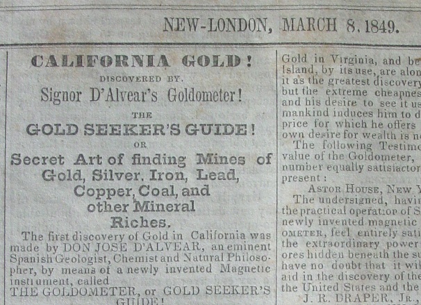 california gold rush map 1849. The March 8, 1849 New London